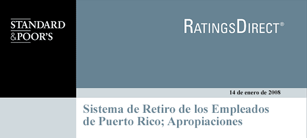 A figure showing a screenshot of a S&P report on the Puerto Rico employees retirement system.
