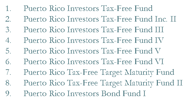 A figure showing a list of closed end funds co-managed with Popular asset management.