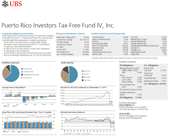 A figure showing page 74 of the Fourth Quarter 2014 Quarterly Review Puerto Rico Investors Tax-Free Fund IV.