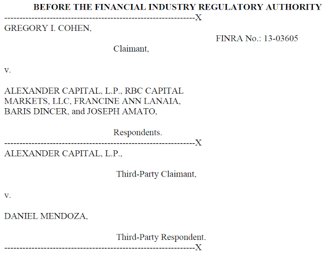 A figure showing a screenshot from a FINRA Case where Barris Dincer is the respondent.