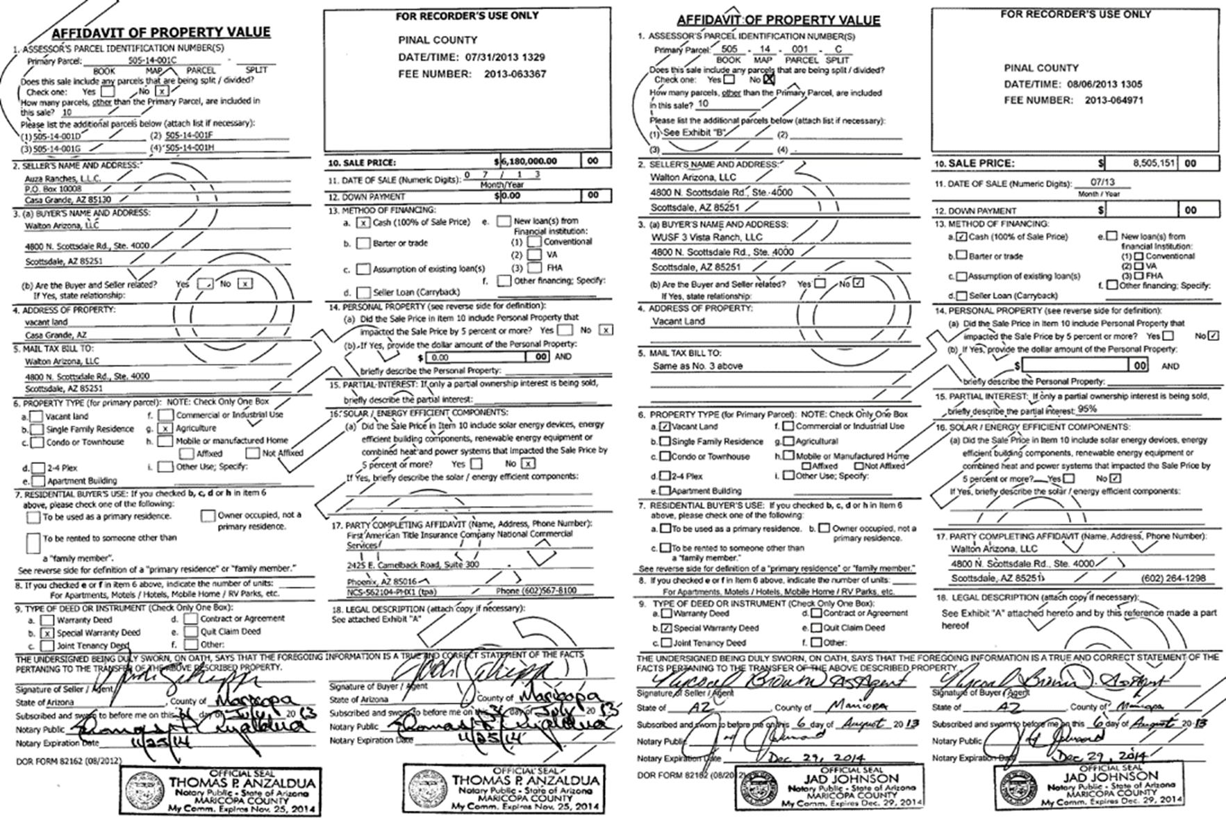 Pinal County Records Reflect Simultaneous Transactions